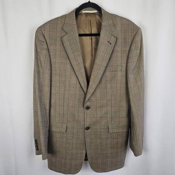 BURBERRY LONDON Wool Houndstooth Plaid Windowpane Blazer Kensington Mens 42L USA